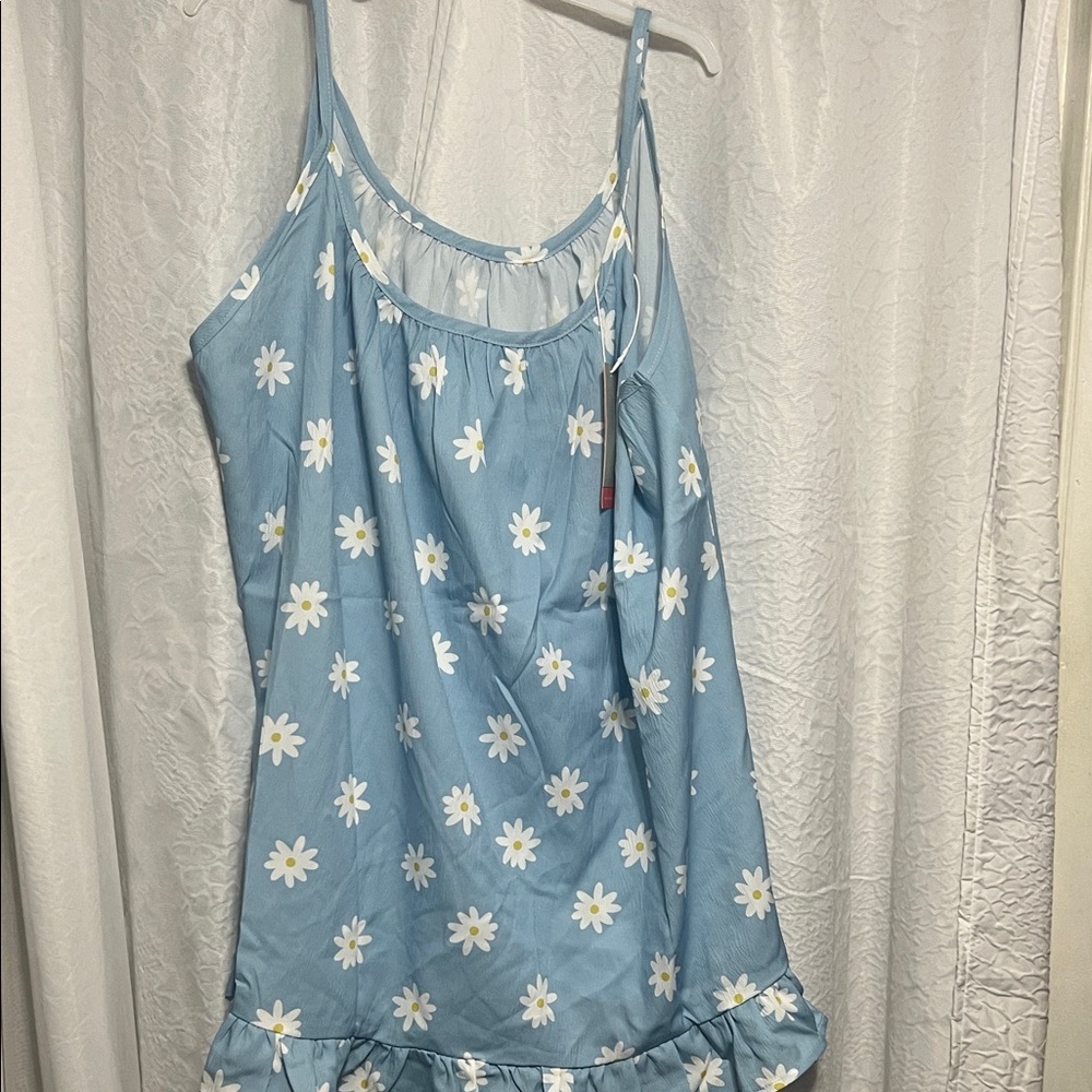 Daisy Print Blue Spaghetti Strap Top